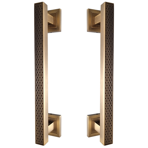 Puxador Duplo Porta Pivotante Correr Mônaco 300mm Café Escova