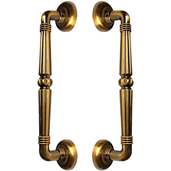 Puxador Duplo Victoria 305mm Café Antigo Porta Pivotante Corr