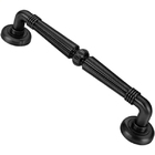 Puxador Duplo Victoria 305mm Preto Fosco Porta Pivotante Corr