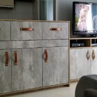 Puxador Four 4 Parafusos - Couro Legítimo Marrom - Parafuso C