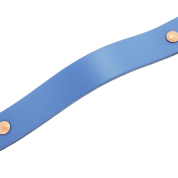 Puxador Full Parafuso - Couro Legítimo Azul - Parafuso Dourado