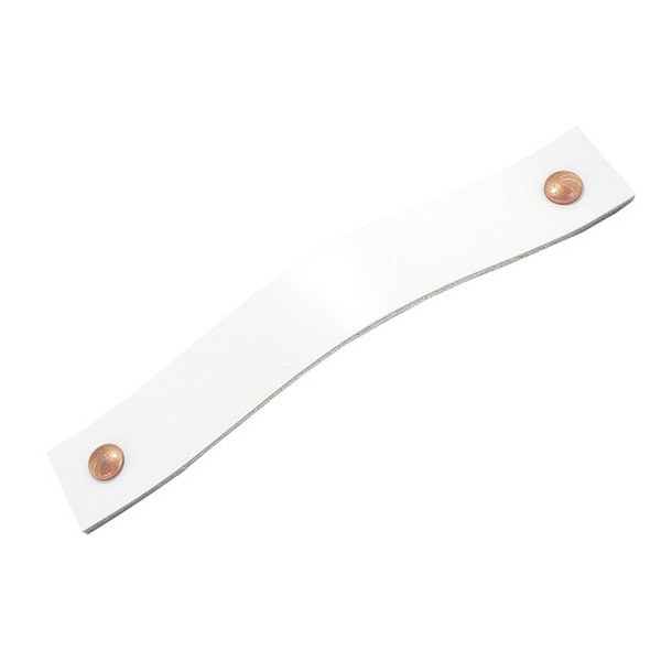 Puxador Full Parafuso - Couro Legítimo Branco - Parafuso Rose