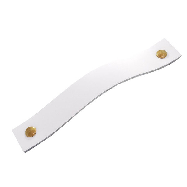 Puxador Full Parafuso - Couro Legítimo Branco Parafuso:dourado