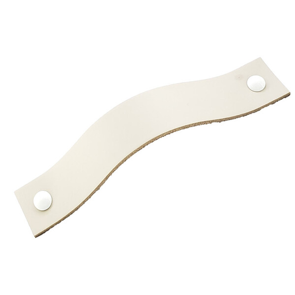 Puxador Full Parafuso - Couro Legítimo Creme - Parafuso Branco