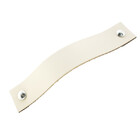 Puxador Full Parafuso - Couro Legítimo Creme - Parafuso Prata