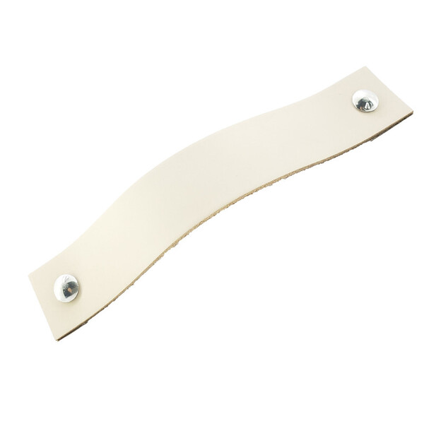 Puxador Full Parafuso - Couro Legítimo Creme - Parafuso Prata