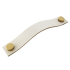 Puxador Full Tampa - Couro Legítimo Creme - Tampa Dourada