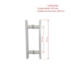 Puxador H Duplo 30x20cm Reto Barra Chata Para Porta De Vidro