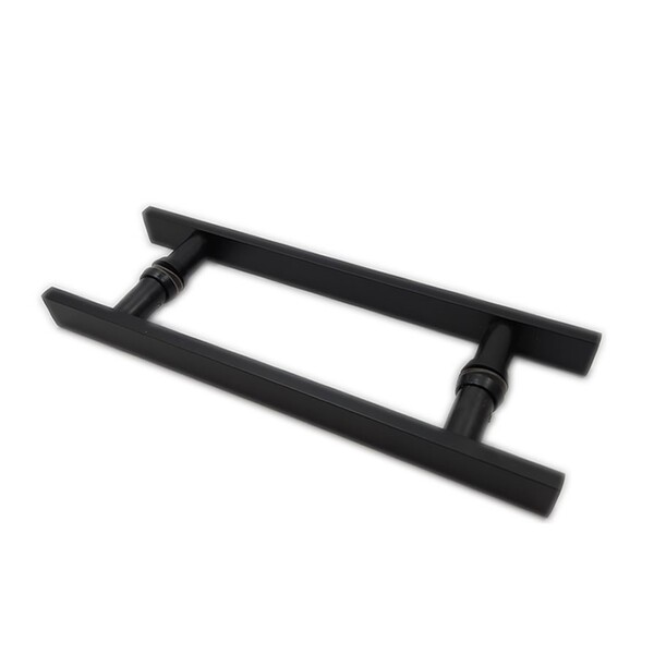 Puxador H Duplo 30x20cm Reto Barra Chata Para Porta De Vidro