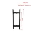 Puxador H Duplo 30x20cm Reto Barra Chata Para Porta De Vidro