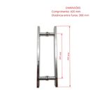 Puxador H Duplo 40x30cm Reto Barra Chata Para Porta De Vidro