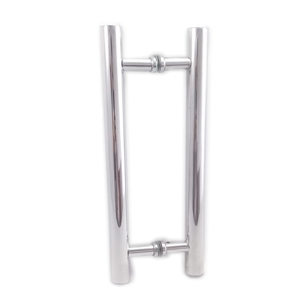 Puxador H Duplo 40x30cm Tubular Redondo Para Porta De Vidro E