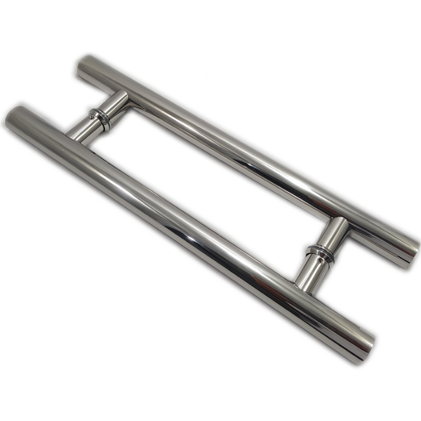 Puxador H Duplo 45x30cm Tubular Redondo Em Inox Para Porta De