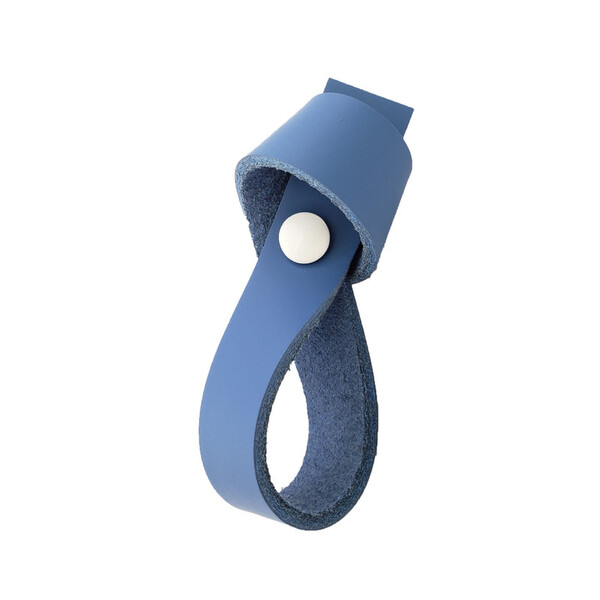 Puxador Nó Parafuso - Couro Legítimo Azul - Parafuso Branco