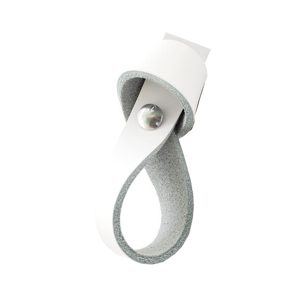 Puxador Nó Parafuso - Couro Legítimo Branco - Parafuso Prata