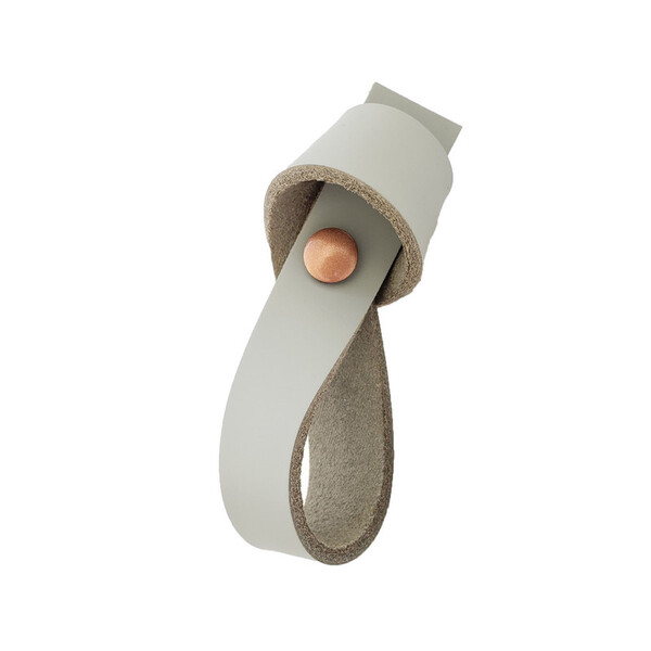 Puxador Nó Parafuso - Couro Legítimo Cinza - Parafuso Cobre