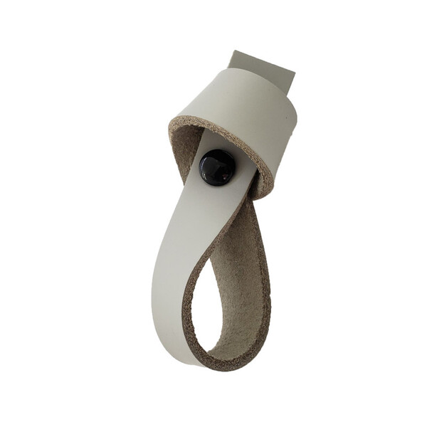 Puxador Nó Parafuso - Couro Legítimo Cinza - Parafuso Preto