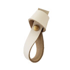 Puxador Nó Parafuso - Couro Legítimo Creme - Parafuso Dourado