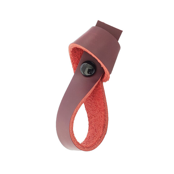 Puxador Nó Parafuso - Couro Legítimo Marsala - Parafuso Preto