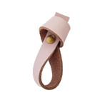 Puxador Nó Parafuso - Couro Legítimo Rosa - Parafuso Dourado