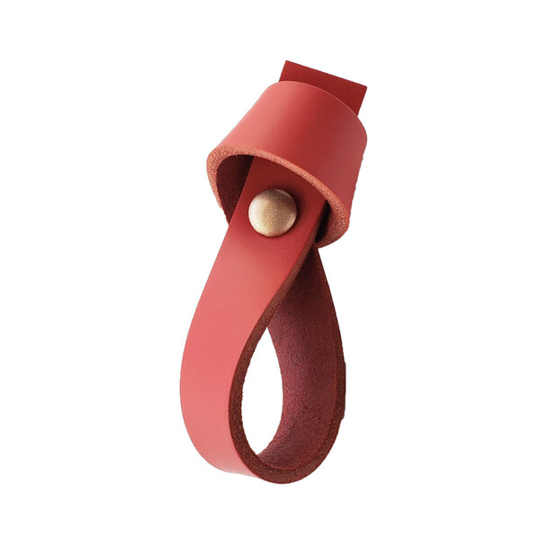 Puxador Nó Parafuso - Couro Legítimo Vermelho - Parafuso Rose