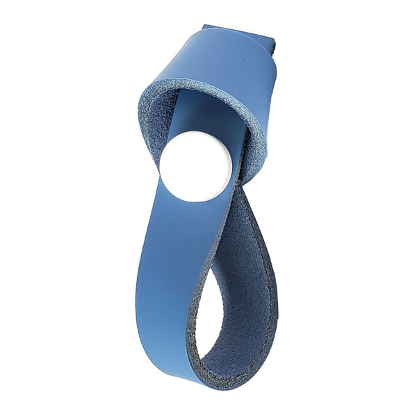 Puxador Nó Tampa - Couro Legítimo Azul - Tampa Branca