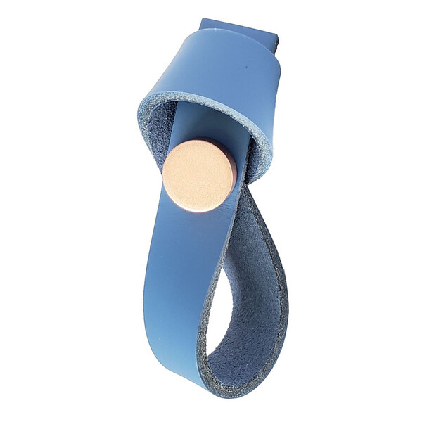 Puxador Nó Tampa - Couro Legítimo Azul - Tampa Rose Gold