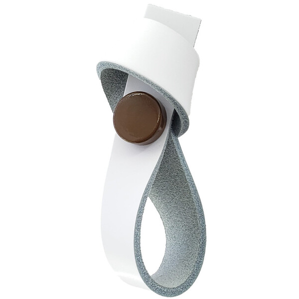 Puxador Nó Tampa - Couro Legítimo Branco - Tampa Marrom