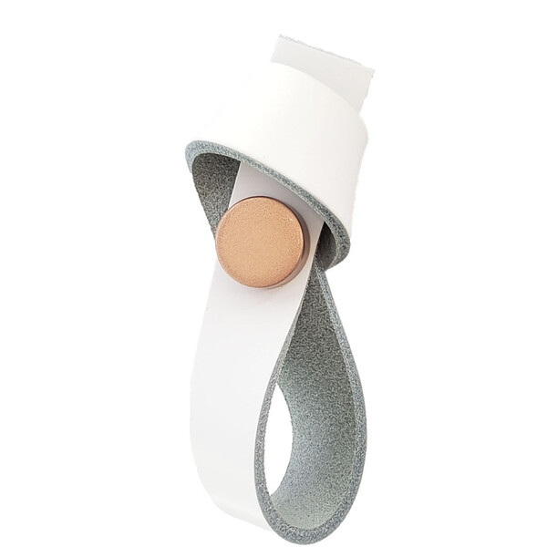 Puxador Nó Tampa - Couro Legítimo Branco - Tampa Rose Gold