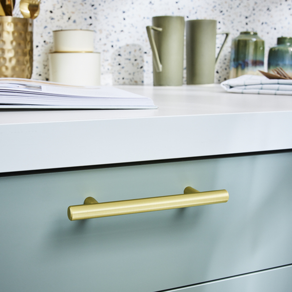 Puxador para Móveis Aço Inox Dourado Latão Escovado 96mm 4 Peças Sara Inspire