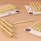 Puxador para Móveis Aço Inox Dourado Latão Escovado 96mm 4 Peças Sara Inspire