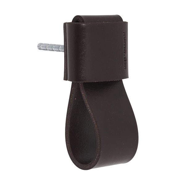 Puxador para Móveis Alça Marrom Escuro Couro Sintético 30mm Dori