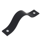 Puxador para Móveis Alça Preta Couro Sintético 162mm Full Parafuso