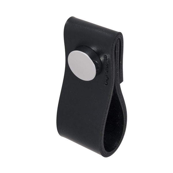 Puxador para Móveis Alça Preta Couro Sintético 30mm Dobi Tampa