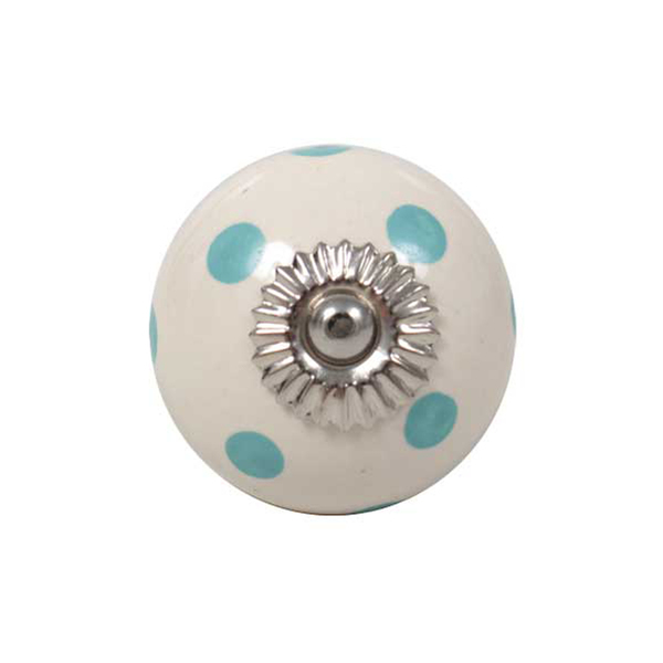 Puxador para Móveis Cerâmica Branco e Azul 50mm