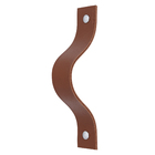 Puxador para Móveis Alça Couro Marrom 192mm Full Parafuso