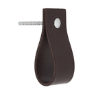 Puxador para Móveis Alça Couro Marrom Escuro 75mm Doko Parafuso