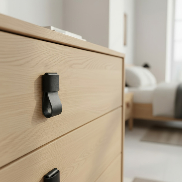 Puxador para Móveis Couro Preto 30mm 2 Peças Dori Mimo.dsn