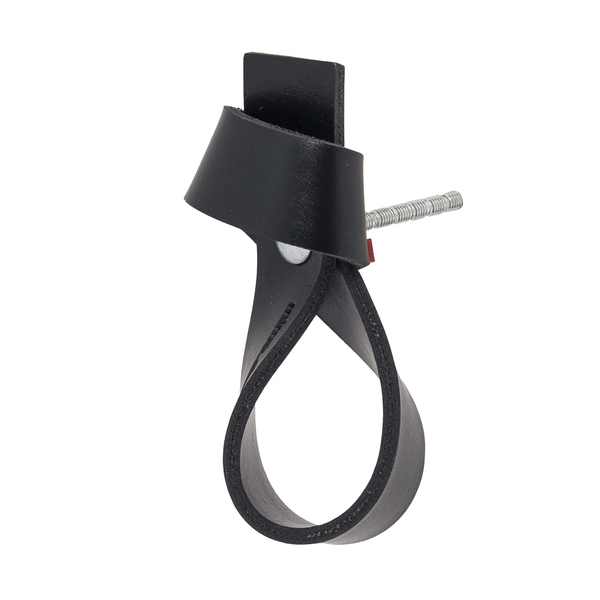 Puxador para Móveis Alça Couro Preto 75mm Nó Parafuso