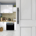 Puxador Para Porta 40cm Preto Inox 304 Pivotante Redondo