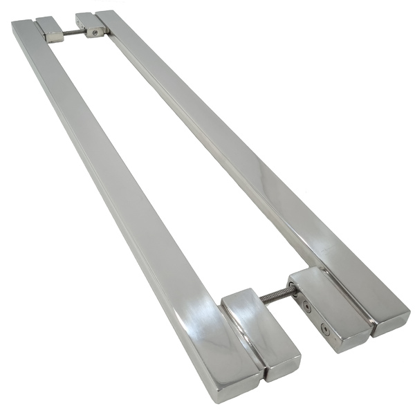 Puxador Para Porta Aço Inox 35x15mm 80cm Polido Marbela