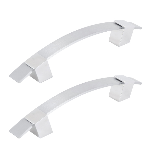 Puxador Para Porta de Madeira, Vidro e Metal Barra Curva 40cm Alumínio Escovado