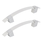 Puxador Para Porta de Madeira, Vidro e Metal Barra Curva 40cm Alumínio Polido