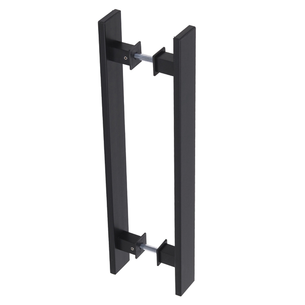 Puxador para Porta de Madeira e Vidro Barra Reta 40cm Alumínio Preto
