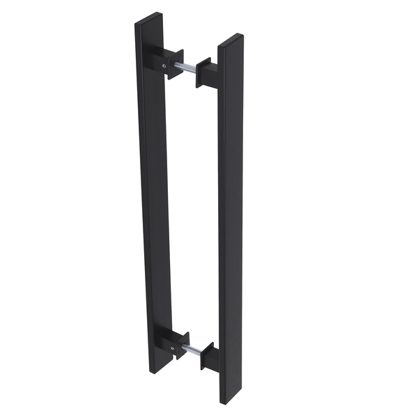 Puxador para Porta de Madeira e Vidro Barra Reta 50cm Alumínio Preto