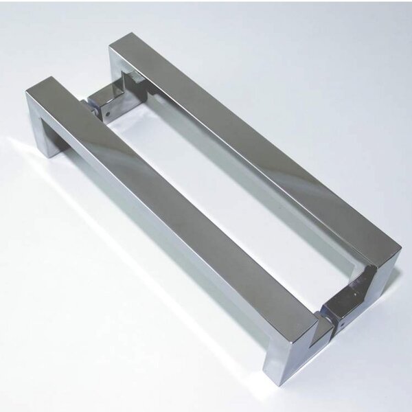 Puxador Para Porta Duplo Em Inox Tokyo 40cm Geris Prata