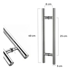 Puxador Para Porta Inox 304 Prata Pivotante 40cm Redondo