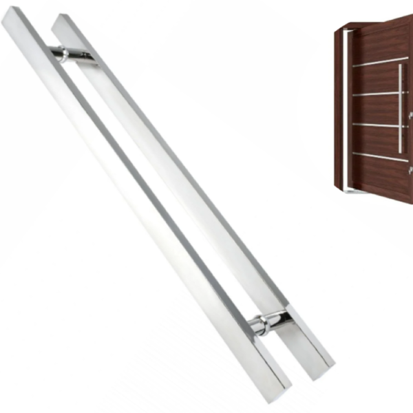 Puxador Para Porta Madeira Vidro Pivotante Duplo Alumínio Bar