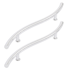 Puxador Para Porta de Madeira, Vidro e Metal Onda 60cm Aço Inox Polido