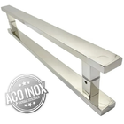 Puxador Para Porta Pivotante Madeira E Vidro Inox Polido 40 Cm